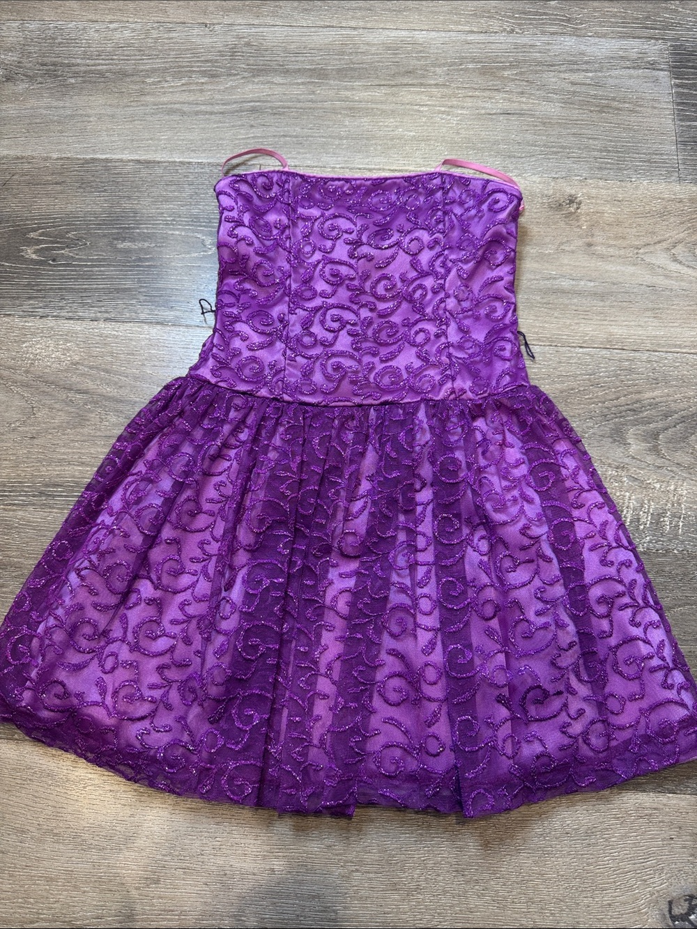 Un Deux Trois Purple Lace Spaghetti-Strap Party Dress RG